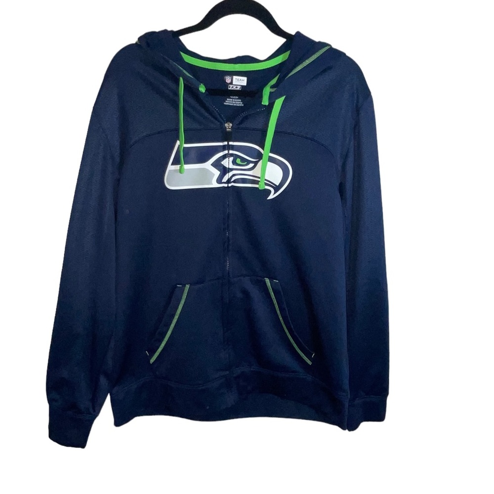 NFL Team Apparel Seattle Seahawks Zip Hoodie With Front Pockets Size Large